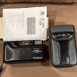 Minolta AF101R 35mm Point-and-Shoot Camera in Black with Case
